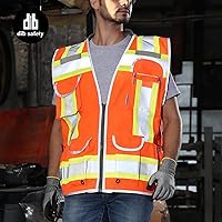 Vista 40 de Dib Safety - Chaleco reflectante amarillo de malla, chaleco de alta visibilidad con bolsillos y cremallera, clase 2 ANSI de alta resistencia, hecho