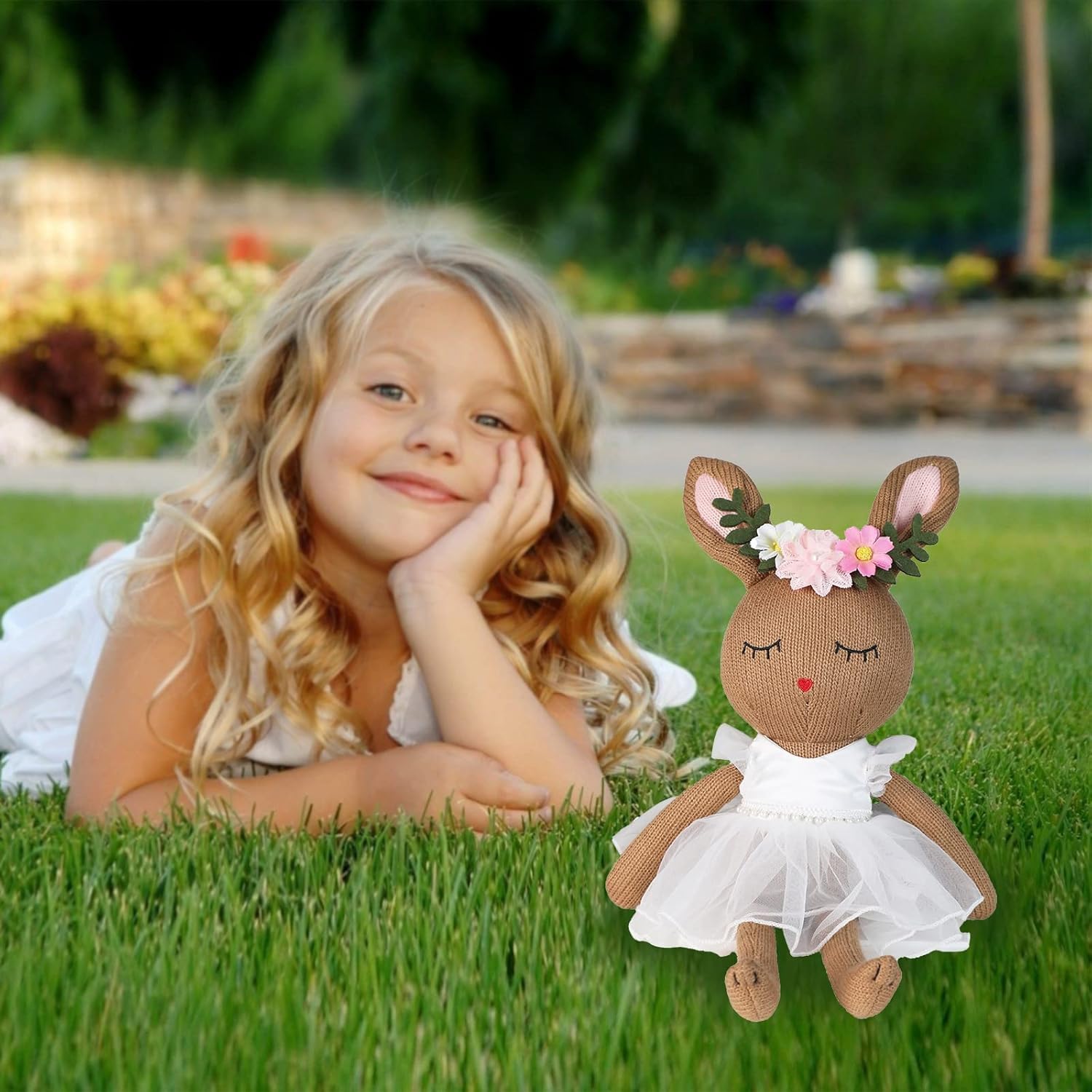 Ballerina Doll Easter Stuffed Animal Bunny Plush Animal Doll, Plush Rabbit Toy Bunnys Stuffed Animals for Girls Easter Animals on Party Birthday Christmas