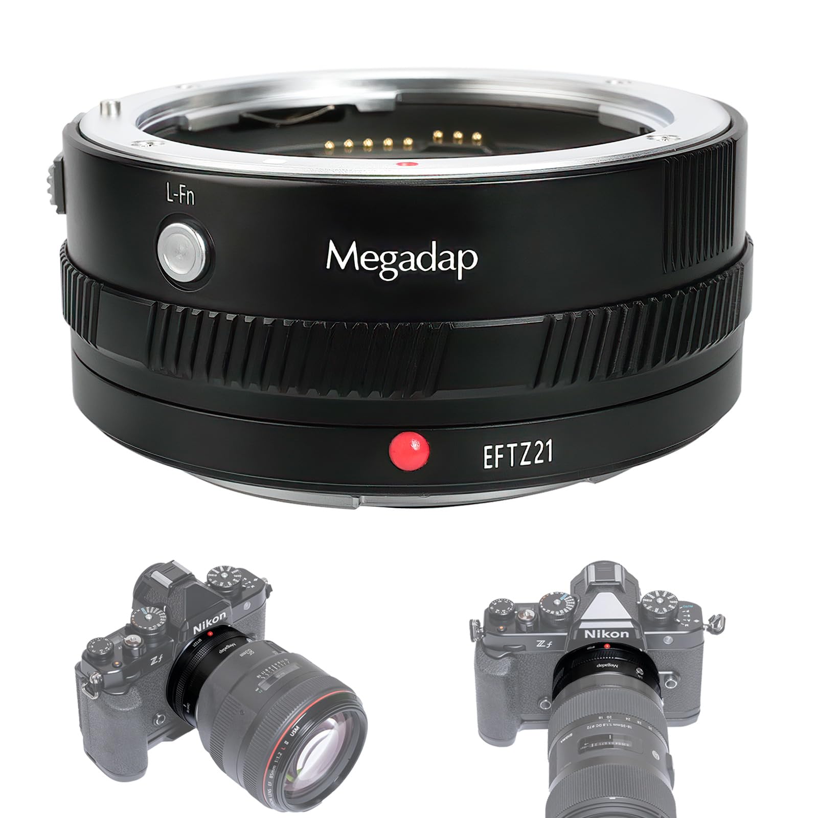 Megadap EFTZ21 Lens Mount Adapter Autofocus Ring Built-in Electronic Aperture Compatible with Nikon Z Mount Camera Zf Z9 Z8 Z7 Z7II Z6III Z6II Z6 Z5 Z50 Z30 ZFC with to Canon EOS EF Lens to Compatible