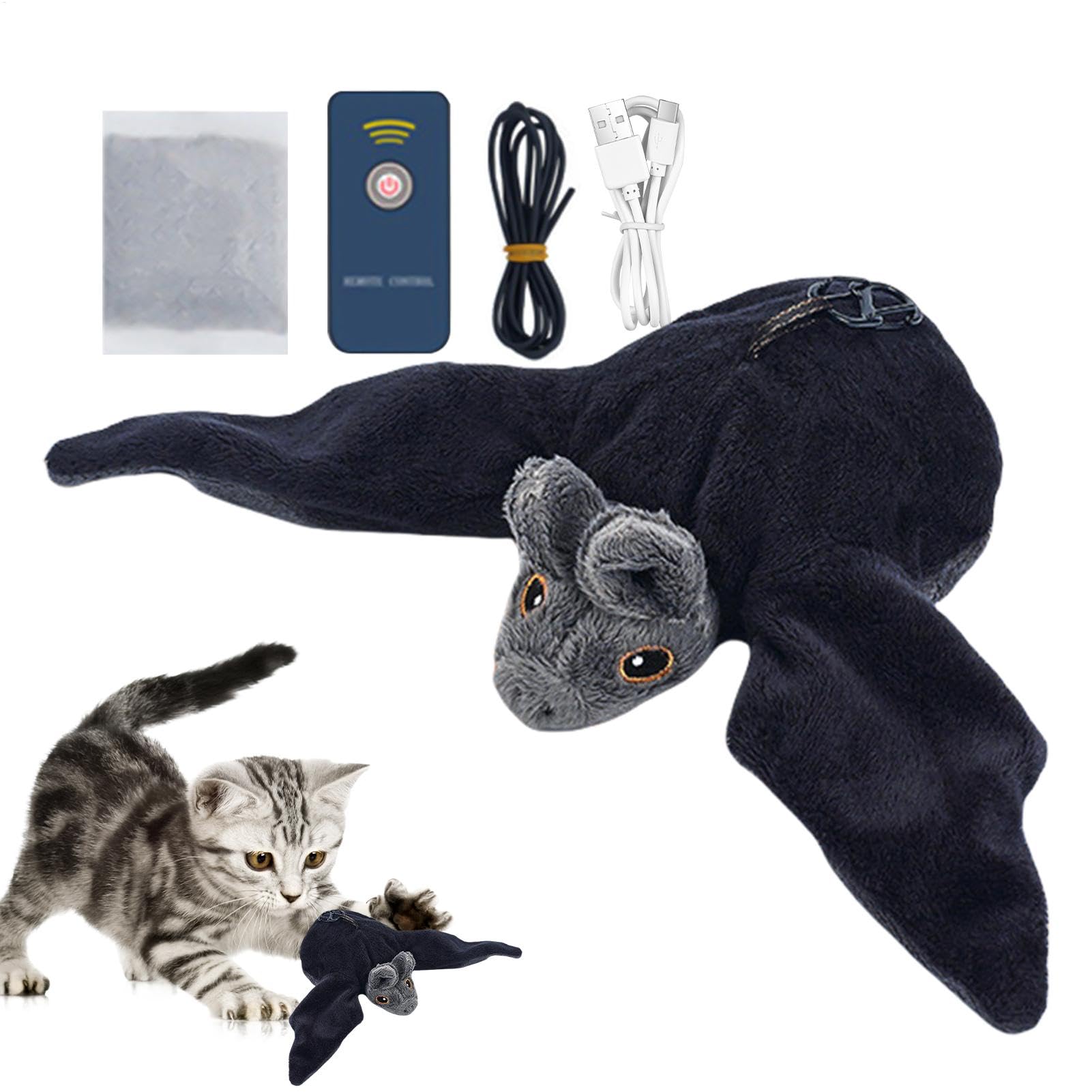 Flappy Chases Bird Cat Toy, Flying Flapping Bird Cat Toy With Catnip, Simulated Chirping Bird Cat Toy With Flapping Wings, Interactive Cat Toys For Indoor Cats, Electric Shaking Bird Kitten Toys(C)