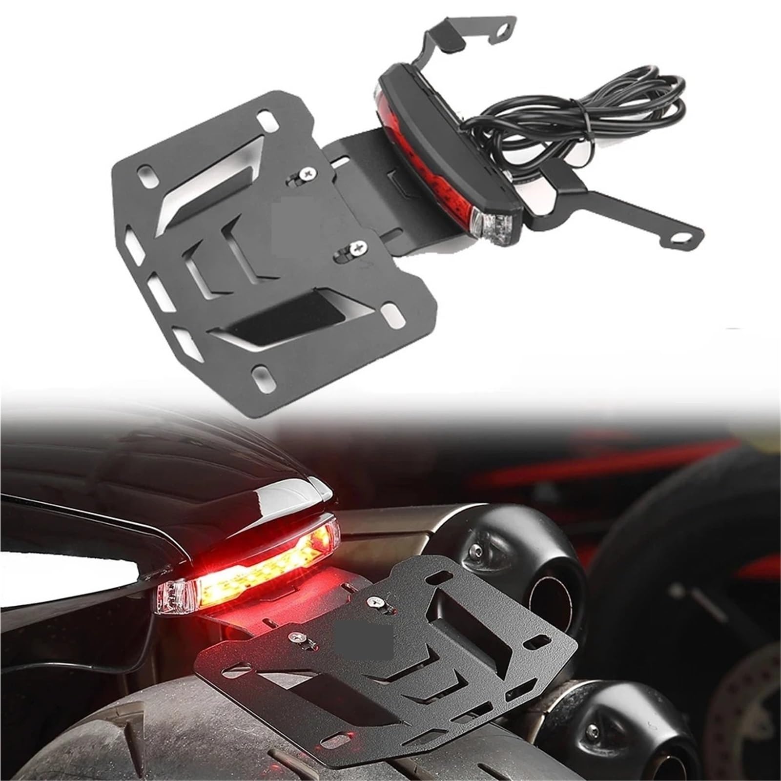 Tablica rejestracyjna motocykla Uchwyt tablicy rejestracyjnej motocykla z lampką sygnalizacyjną LED, pasuje do Sportster S 1250 2021-2025