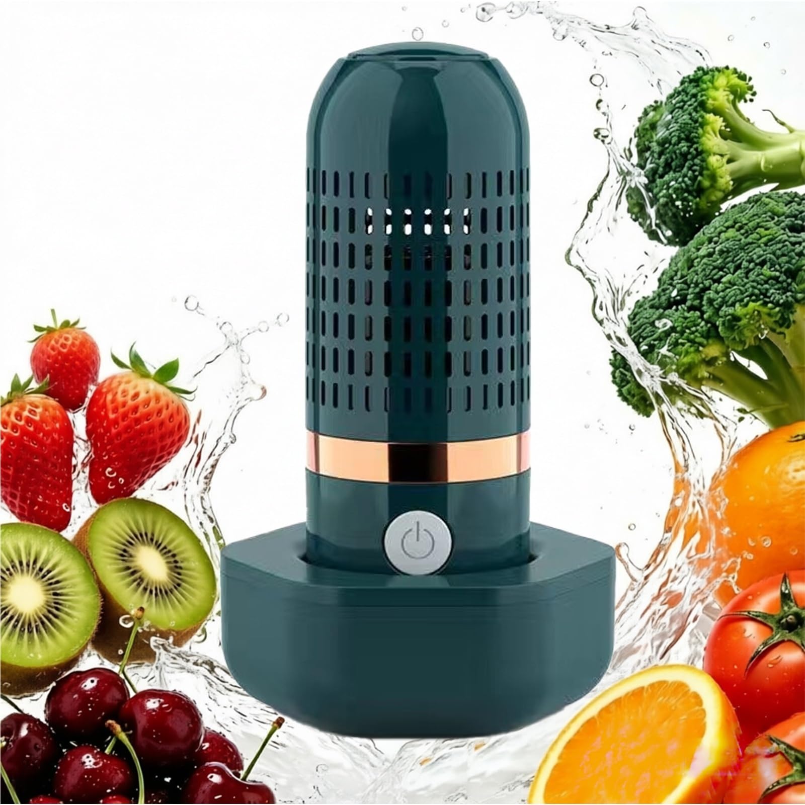 OH-Ion Fruit Vegetable Cleaner With Wireless Charging Base,IPX7 Waterproof Produce Cleaner,10-Min Auto Cleaning Machine For Fruits Veggies Meat Rice Seafood(Green)