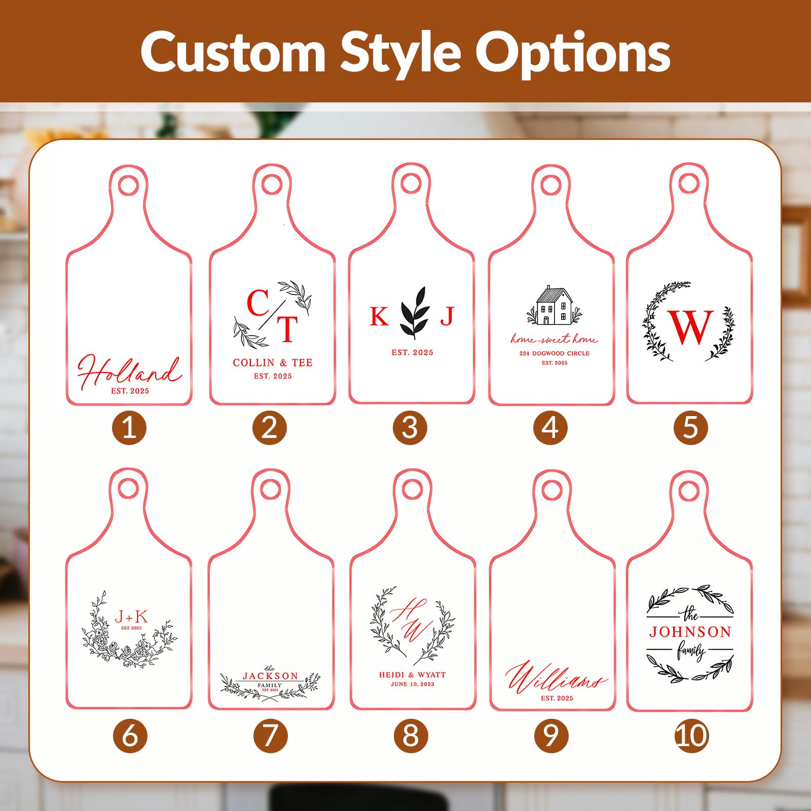Tabla de cortar de acacia personalizada con asa, tabla de queso con nombre grabado personalizado, para charcutería, carne, pizza, pan, verduras, regalos para mamá, esposa, familia, amigos