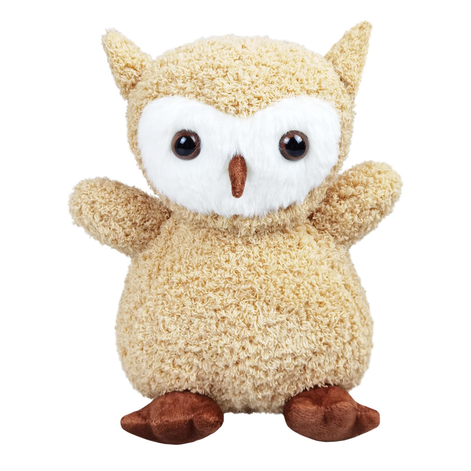 Light Brown Plush Owl Stuffed Animal Toy, Soft Cuddly Plushie Hugger Toy for Boys & Girls, Gifts for Kids or Girlfriend, 8.5 Inches