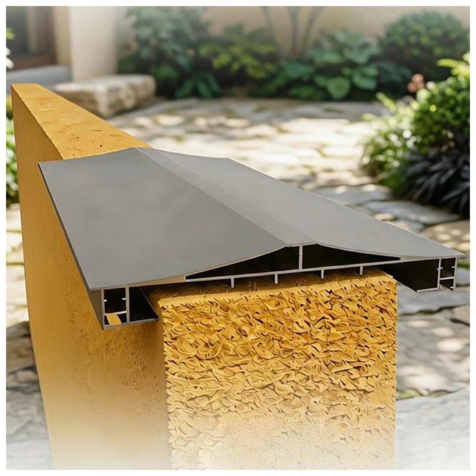 Lxlzyxsf 306Mm(12")W Modern Wall Coping/Topper Roof-Ridge-Shaped, Parapet Walls Cap - Rain Deflector & Sunproof & Decor, Cover Board With Led Strip Channels, Customizable(306Mm(12") W,6.5Ft(198Cm))