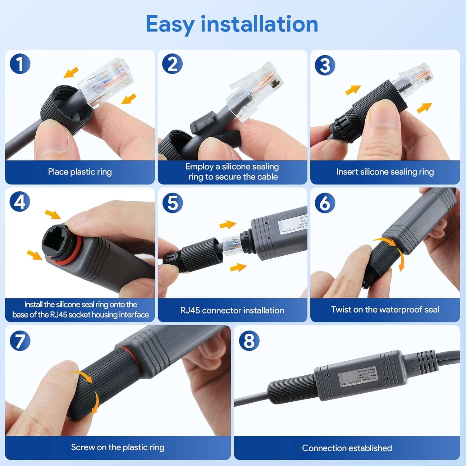 EDUP Starlink PoE Splitter Kit with Fan Heat Sink for Starlink Mini & Gen 3 Dish, 350W Power, 52V/6A Output, 9-36V Input, USB-A & USB-C Ports, GigE & ESD Protection, Smart Cooling, Rugged Metal Case