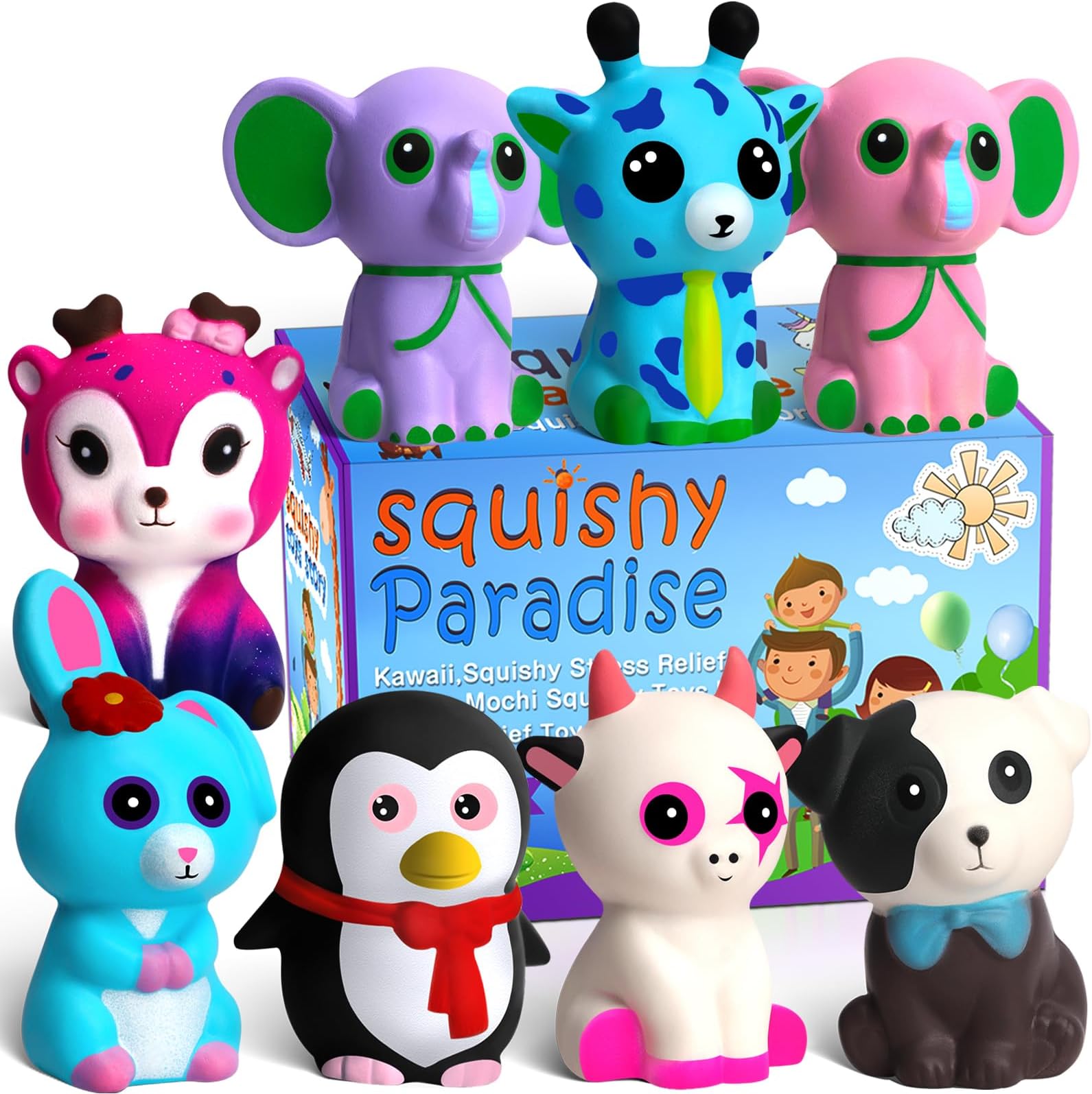 POKONBOY Squishies Slow Rising, 8 Pack Animal Squishy Toys Cream Scented Squishies Pack Stress Relief Super Soft Squeeze Kawaii Cute Squishy Slow Rising for Kids