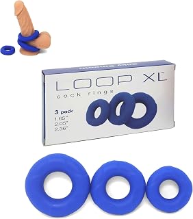 XL Soft Silicone Cock Ring Set 3 Pack by Lynk Pleasure (Blue) Stretchy Premium Erection Enhancer Penis Rings for Men's Sexual Wellness | Stay Harder & Last Longer