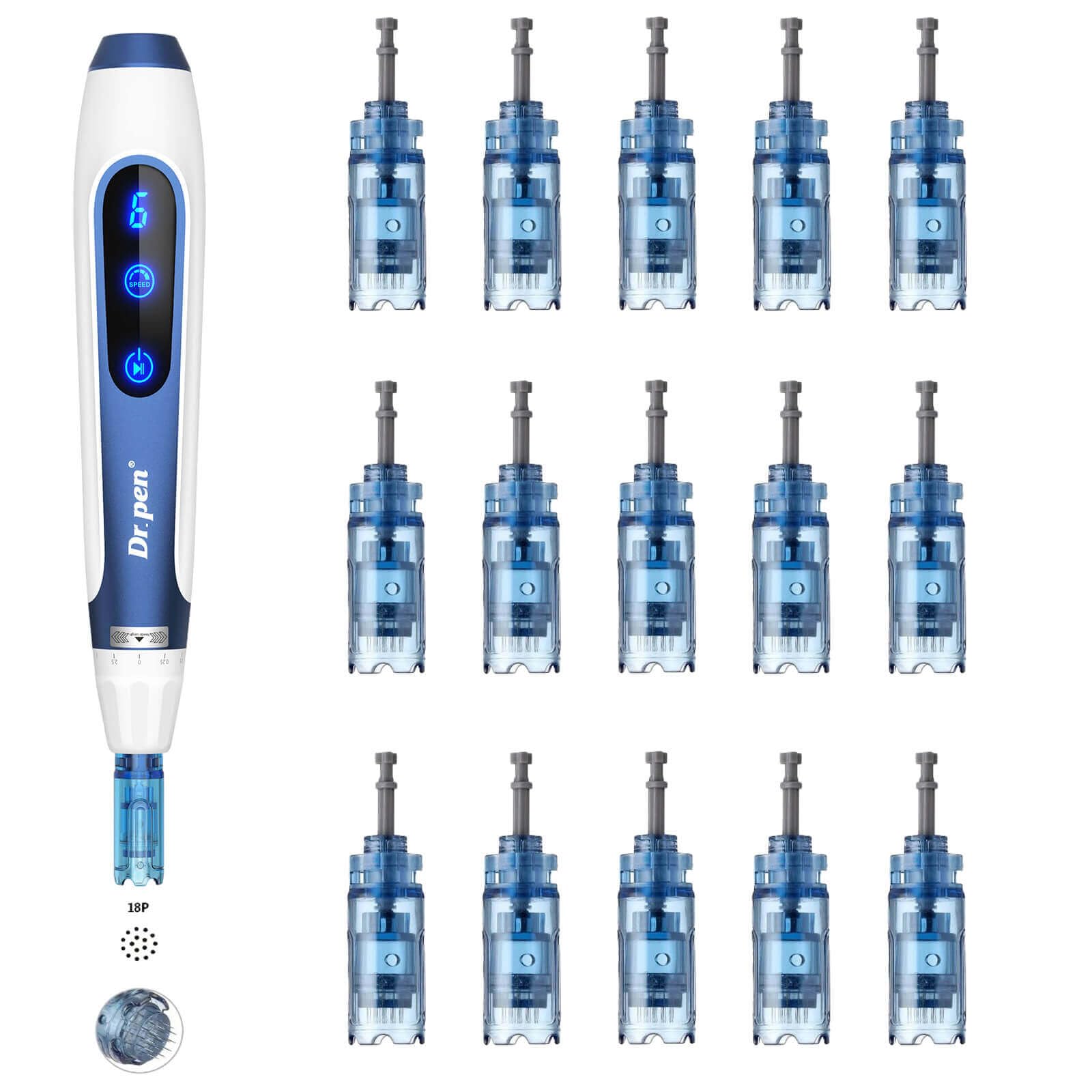 Dr Pen M8S Replacement Cartridges 18 Pin 15pcs for Cosmetic Skincare Routine, Face Use at Home or Beauty Salon, Balanced Even Coverage for Medium Areas, Compatible with Dr Pen M8S A8S A9 A11