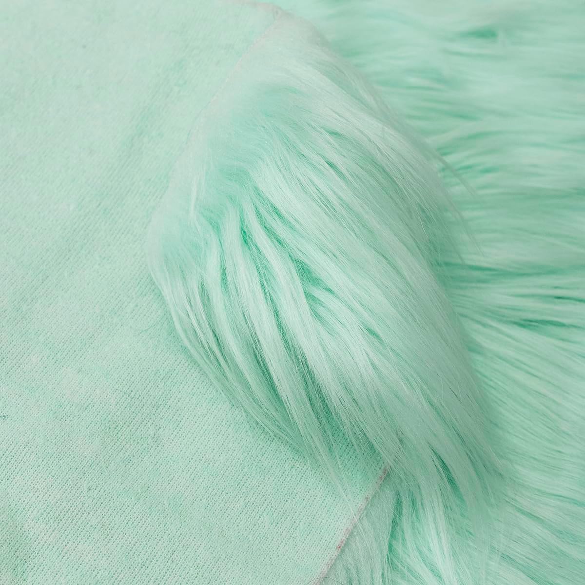 Faux Fur Fabric by The Yard for Crafts 18" X 61" Inch Wide Furry Fabric for Sewing, Costumes, Upholstery & Pillows Long Pile Faux Fur(Mint,Half Yard)