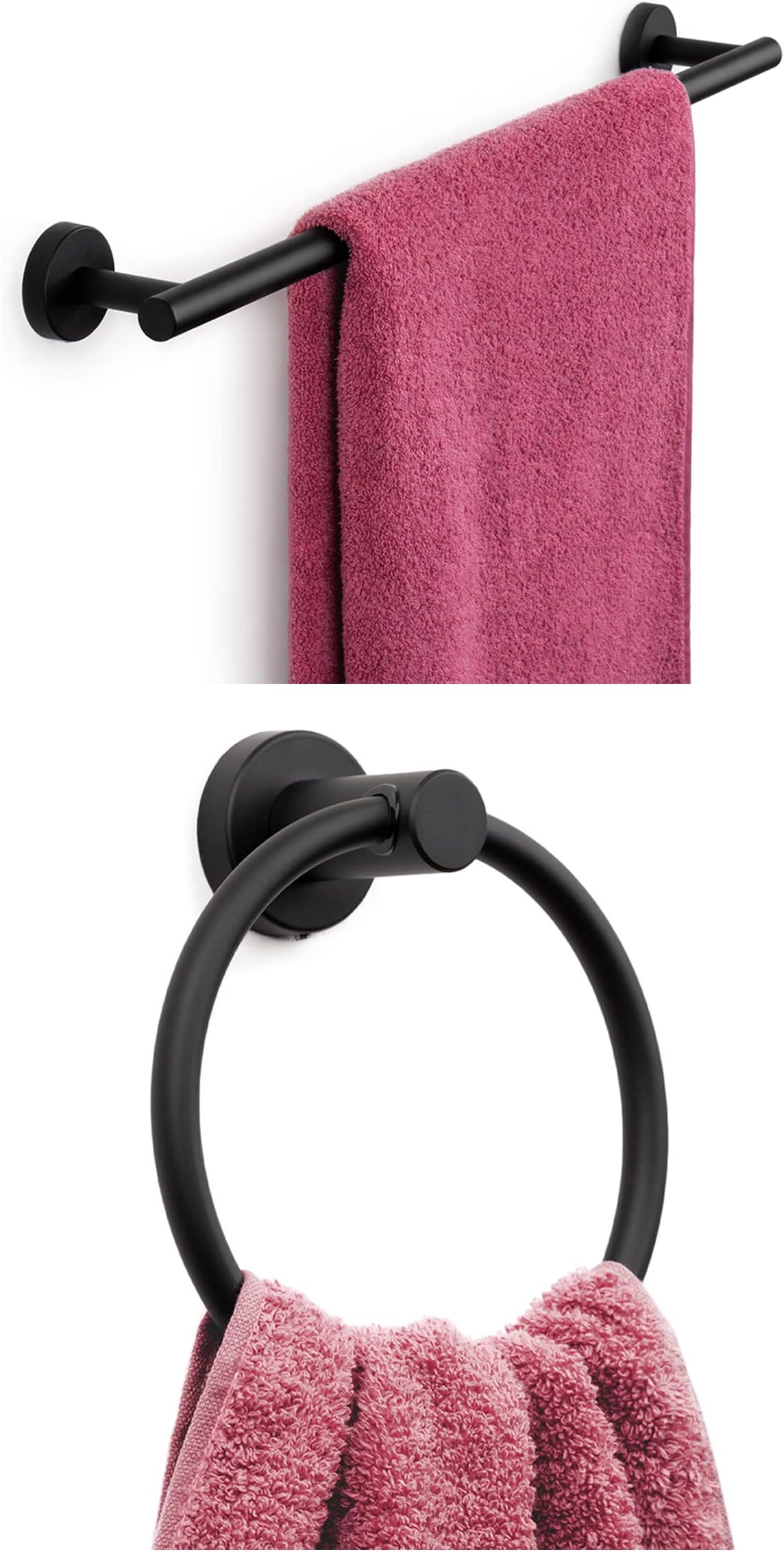 Marmolux Acc - Matte Black Towel Ring - Modern Hand Towel Holder for ...