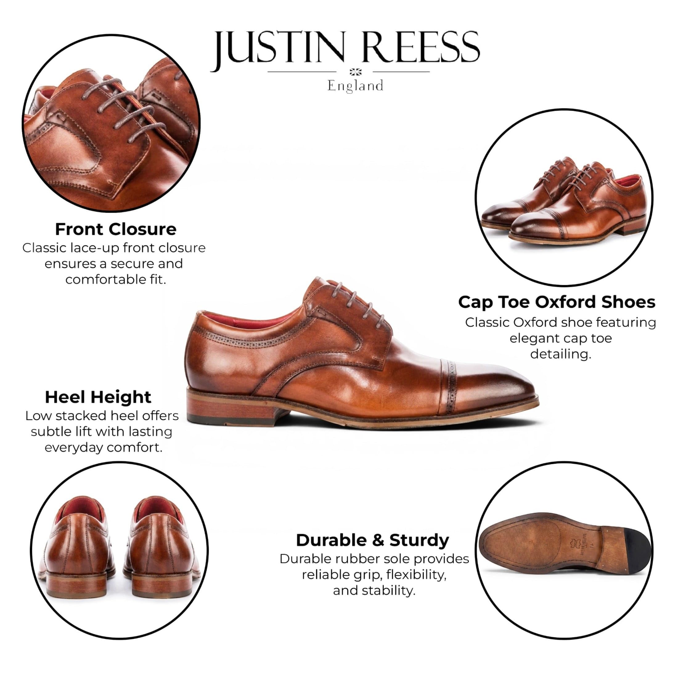 Scarpe Eleganti da Uomo Justin Reess Everett in Pelle Lucida con Punta Rinforzata, Modello Derby.