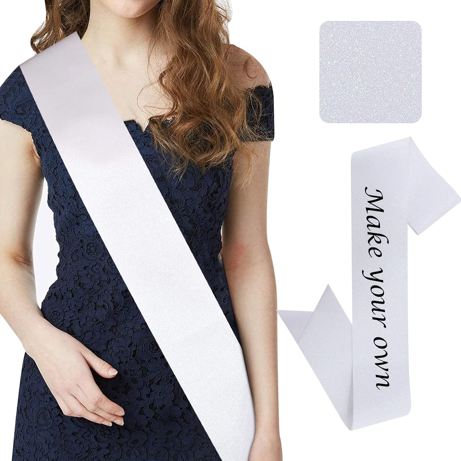 CIEHER Blank Glitter Sash, Birthday Sash, Bride to Be Sash