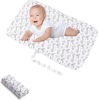 Nappy Changing Mat,Foldable Nappy Changing Mat,60x35cm Baby Nappy Changing Mat,Baby Foldable Travel Changing Mat,Pad Diaper Portable Foldable Waterproof,with Rainbow Pattern,Suitable for Home,Travel