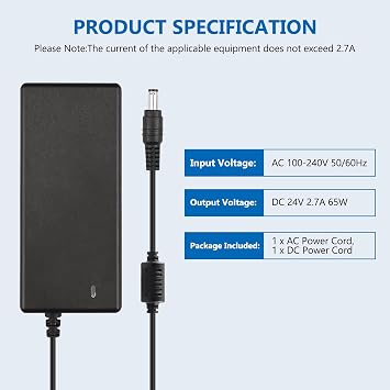 Xahpower 24V Power Supply Adapter for Logitech G29, Charger for Logitech Racing Wheel G25 G27 G920 G923 G940 PS3 Xbox 360, FUJITSU fi-7280 Scanner, Brennan JB7 B3 B3+ Speaker