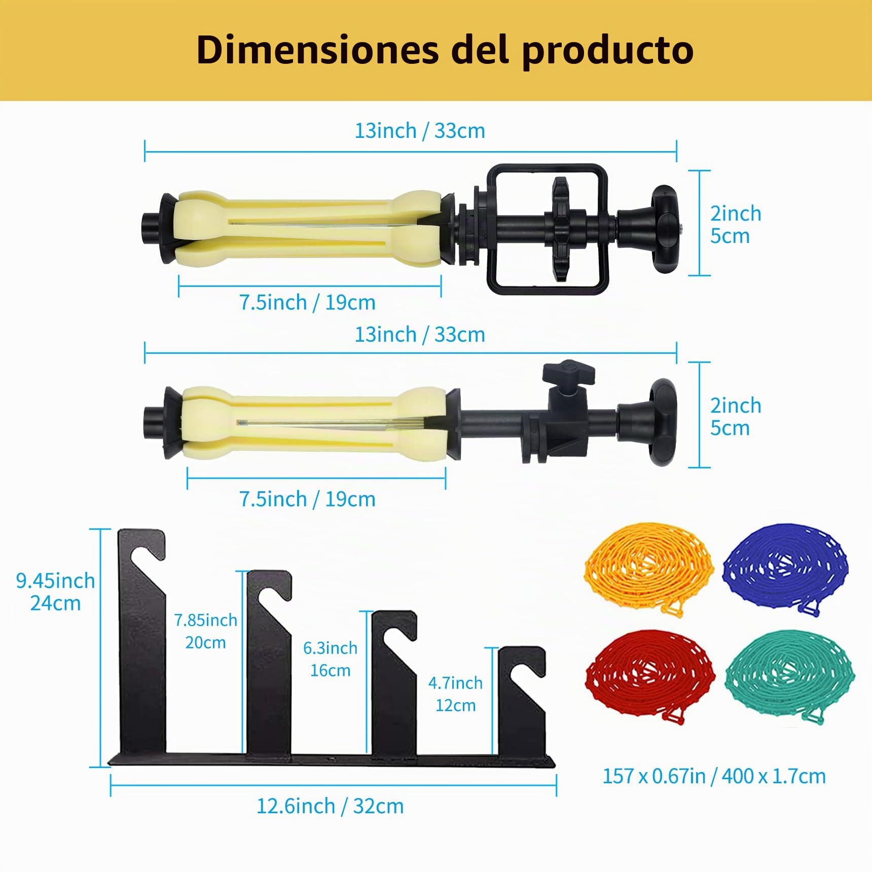 Selens Sistema de Soporte de Pared para fotografía de 4 Rollos | soporte de fondo manual, sistema de soporte para montaje en pared, incluye 4 cadenas, 2 ganchos individuales