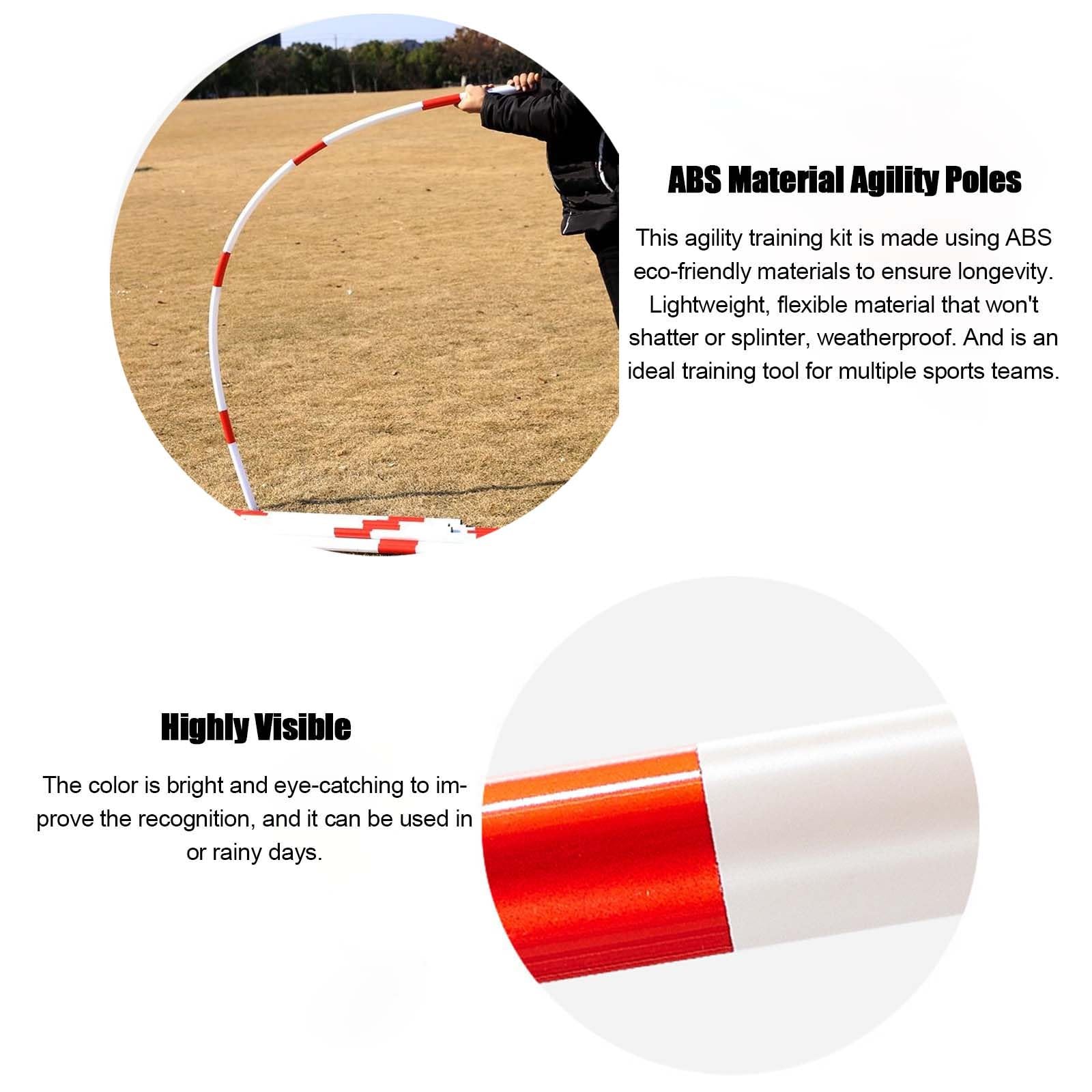 Slalomstangen Fussball Agility Stangen 5/10/15Pc Haustiere Hund Agility Training Kegel und Stangen, Abnehmbare flexible Trainingsslalomstangen, Multi-Sport-Übungsgeräte für Erwachsene und Jugendliche