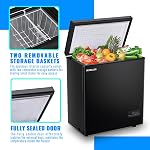 DEMULLER Congélateur de poitrine de grande capacité Mini Congélateurs profonds (d'une taille à l'autre) -11.2 ℉) avec TWO Paniers amovibles Freestanding Noir Taille compacte pour la cuisine maison Bureau Apt