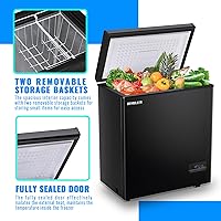 Vista 9 de Congelador de pecho de gran capacidad (hasta -11.2 ℉) con dos cestas extraíbles independientes, color negro, tamaño compacto para el hogar, cocina