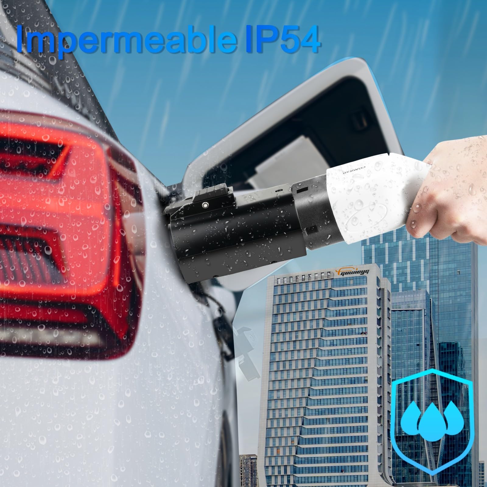 Adaptador Tipo 2 a Tipo 1, 32A, para vehículos eléctricos Tipo 1 | Adaptador para Vehículos Eléctricos IEC 62196 a SAE J1772, Resistente al agua IP54
