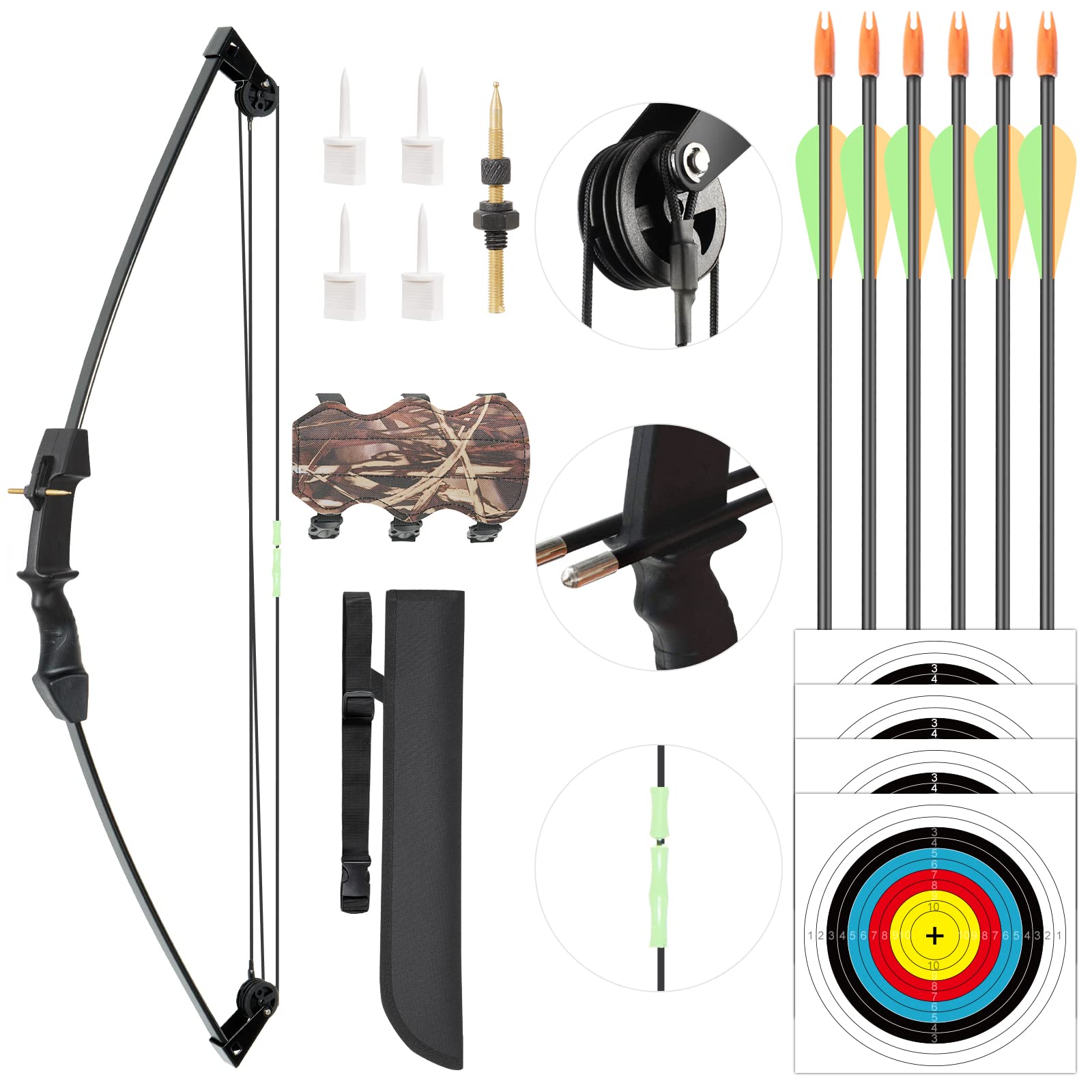 ASDW Archery Kids Bow Set Compound Youth Gift Bow Sports Hunting Set Outdoor Practice Target Kids Bow Right and Left Hand Bow Set Birthday Gift Bow