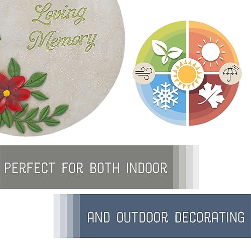 Miniatura 4 de Nat & Jules - Espray floral de flor roja y brote rosa dimensional para interiores y exteriores, 12 pulgadas, redonda, resina fundida, decoración de