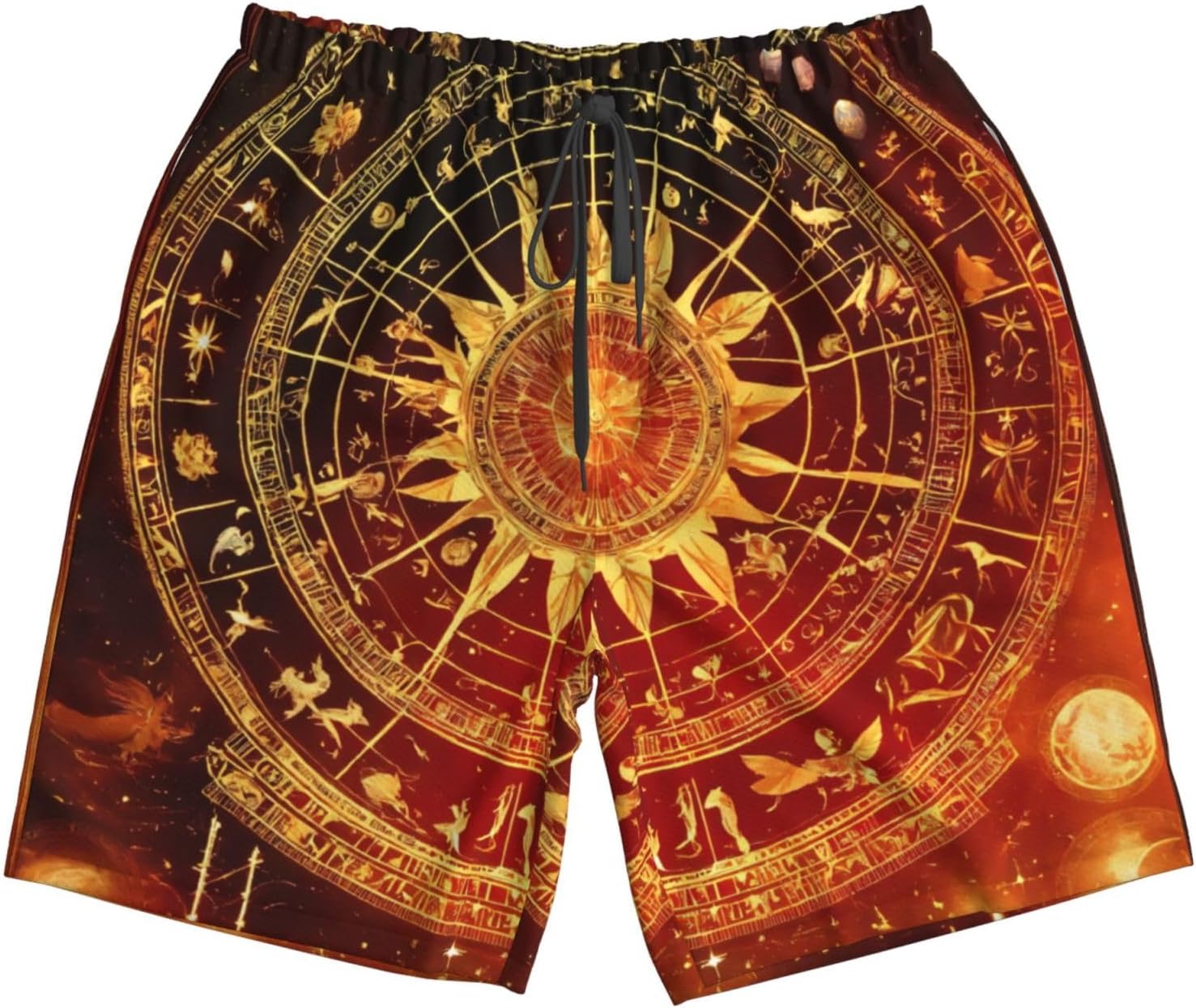 Mens Gears Clock Bronze Century Print Beach Shorts,Casual Summer Shorts for Men,Quick Dry Polyester