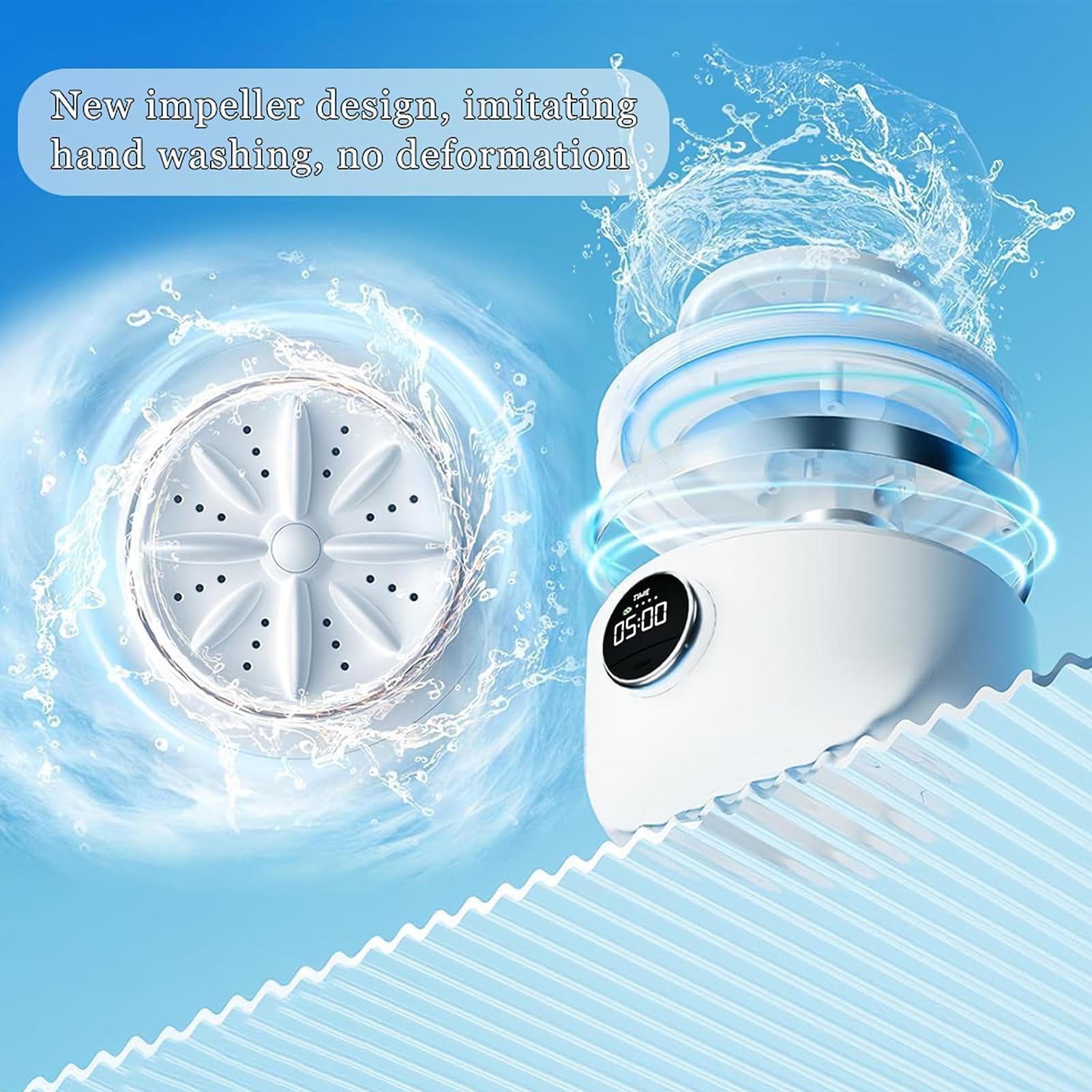 Underwear Washer, Portable Panty Washing Machine with Double Cleaning Modes, Compact Silent Laundry Appliance for Travel Apartment Dorm Camping Use, 13x14.3x21.1cm, White