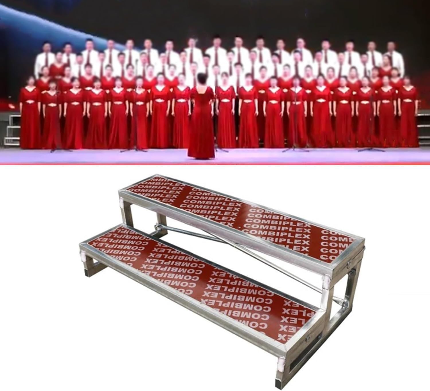 3 Level Portable Choir Risers - Multi-Functional Tiered Seating for Concerts, Churches & Classrooms - Enhance Performance with Durable Choral Stairs (128x60x40 cm)