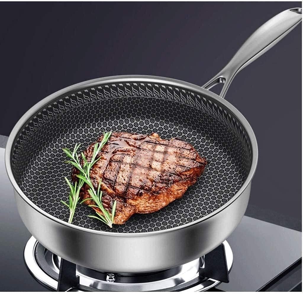 BanBe Wok Cookery Saucepan Cooking Pot Soup Pan Wok with lid Stainless Steel Frying Pan Non-Stick Pan Pot Induction Cooker Gas Stove Universal