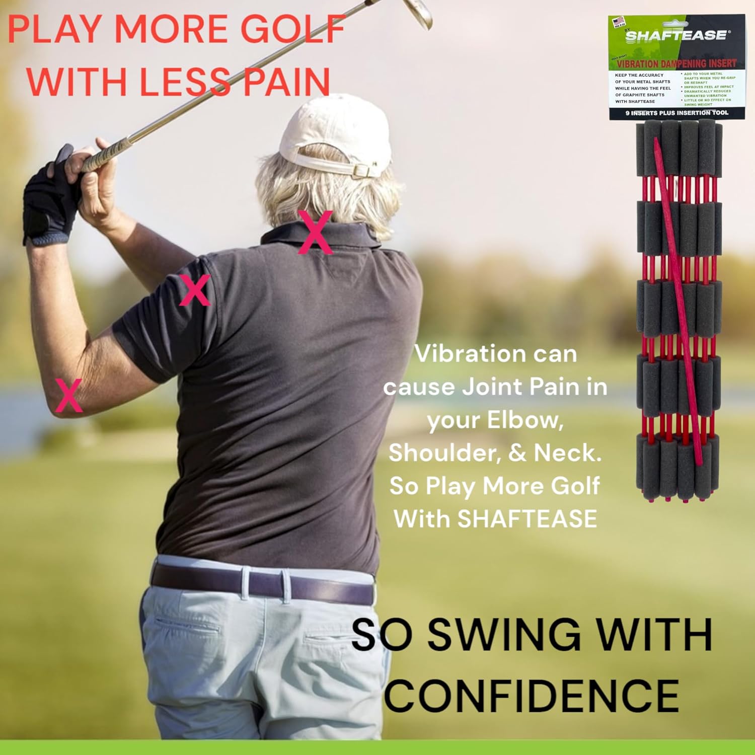 Golf Shaft Vibration Dampening Inserts for Metal Golf Shafts for Sting Free Golfing. Stops unwanted Vibration. Includes 9 Inserts Plus Tool.