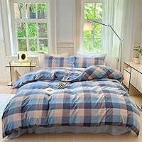 Vista 13 de FACE TWO FACE Juego de funda de edredón de 3 piezas, 100 % algodón lavado con textura parecida al lino transpirable duradero suave cómodo