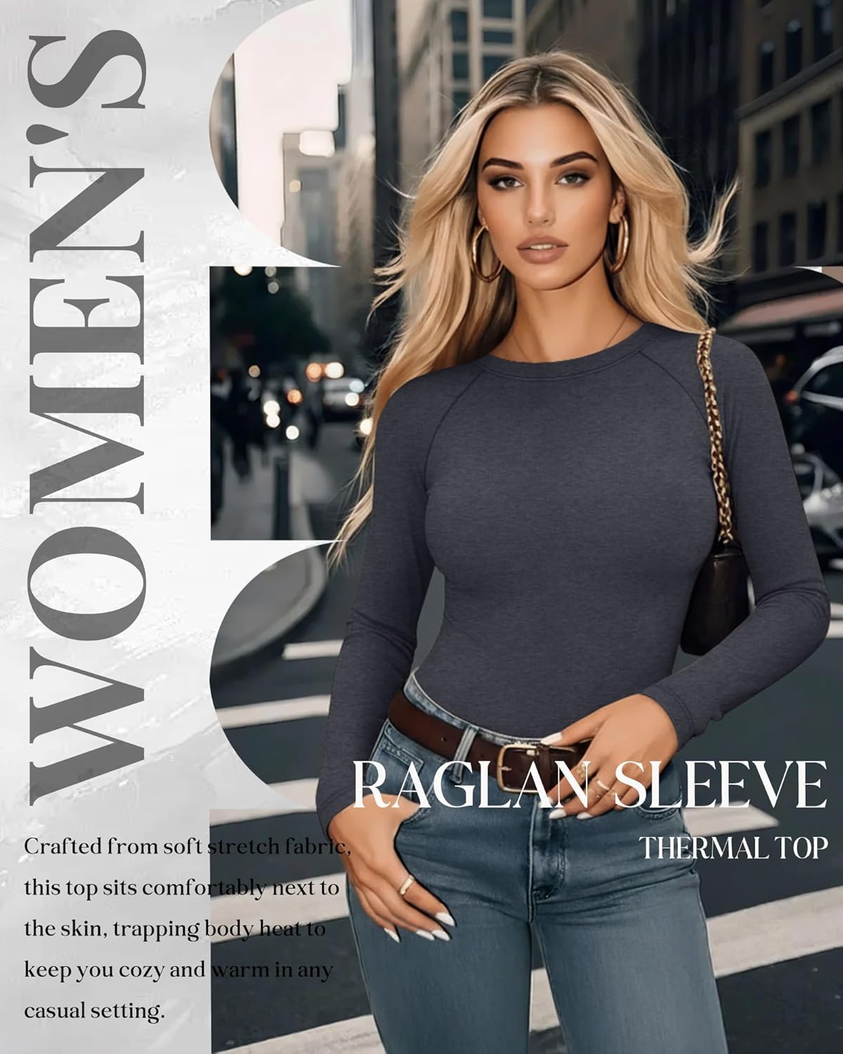 5 Pack Women's Thermal Shirts Long Sleeve Fleece Lined Crew Neck Undershirts Warm Raglan Tops Winter Base Layer - Image 4