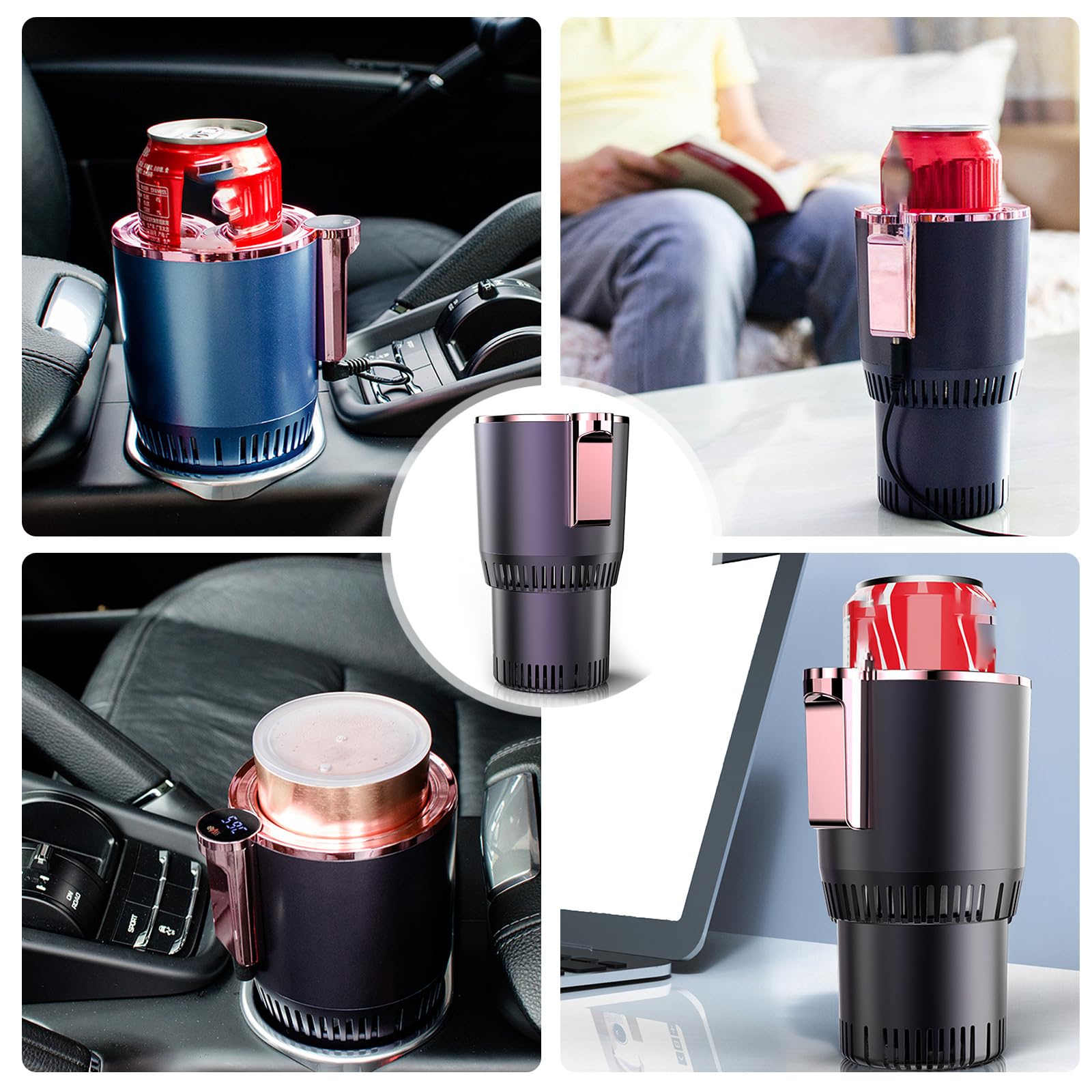 Innovativer Kfz Tassenkühler Wärmer 2-in-1-Fahrzeug Getränkehalter Mit Temperaturanzeige Für Kaffee Und Getränke