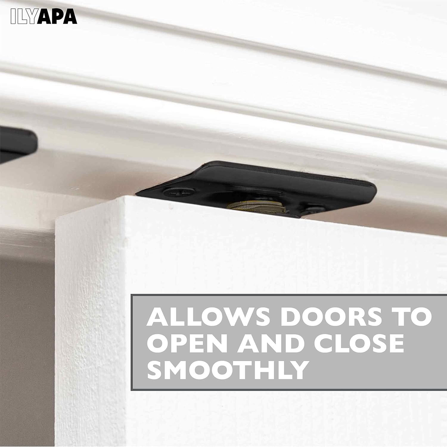 Ilyapa French Door Ball Catch - 2 Pack Black Closet Door Adjustable Screw in Ball Catch Latch for Kitchen Pantry, Laundry Room, Mud Room