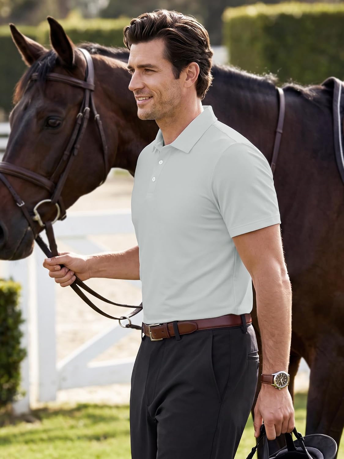 Men's Golf Polo Shirt Quick Dry Moisture Wicking Breathable Sports Polo UPF 50+ Sun Protection Cooling Short Sleeve Shirt