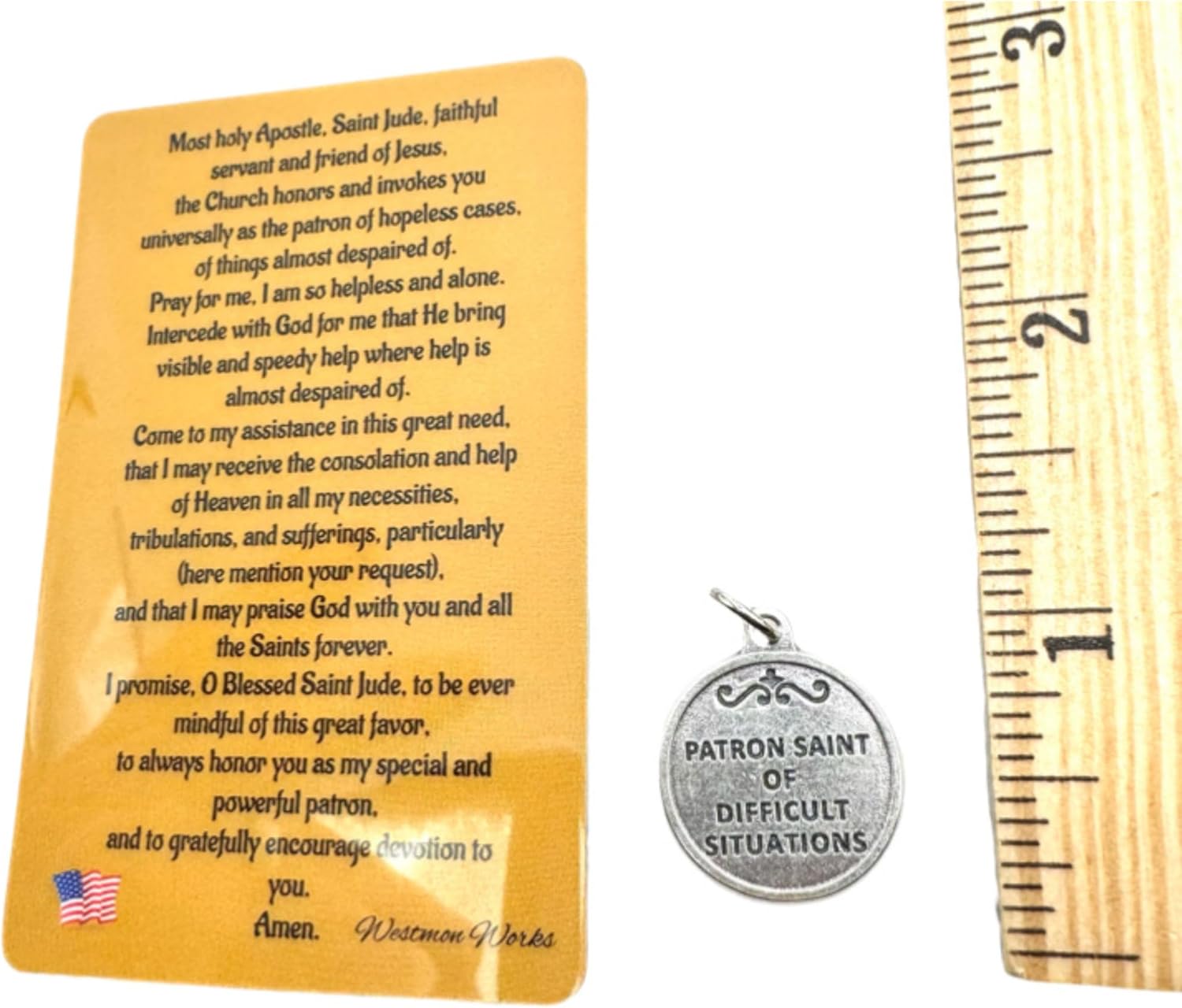 Westmon Works Saint Jude Medal Italian Metal Medallion with Patron of Lost Causes USA Made Laminated Holy Prayer Card - Image 5