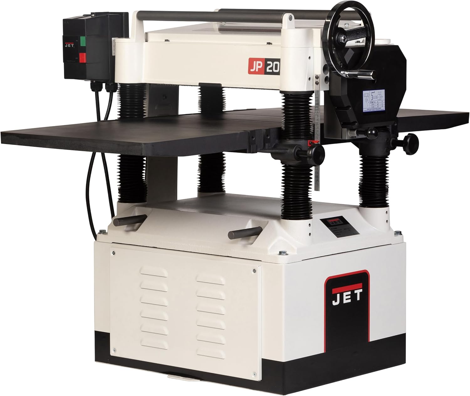 JET Black 20-Inch Thickness Planer for Woodworking, Helical Style Cutterhead with 2-Speed (24 FPM / 31 FPM) Feed Rate, 5 HP, 230V 1Ph (JPW-208HH-BLK)
