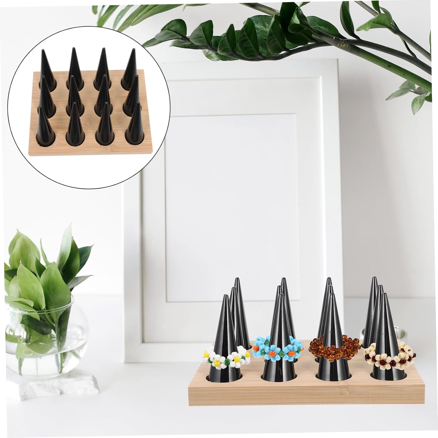 1 Set Ring Display Stand Display Shelf Display Shelves Jewelry Holder Ring Display Rack Ring Holder Ring Rack Ring Show Stand Organizer Accessories Wood image 3