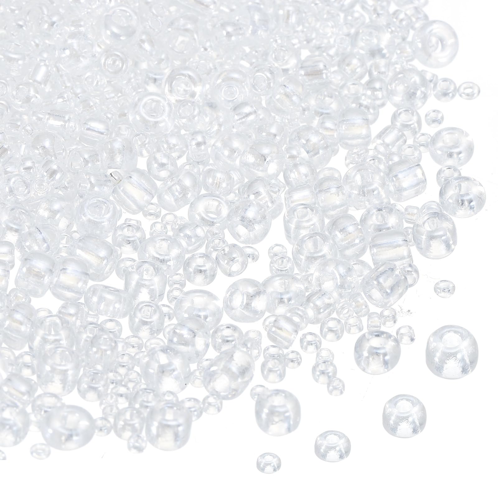 sourcing map 2848pcs Iridescent Glass Seed Beads 1.5/2/3/4mm Clear