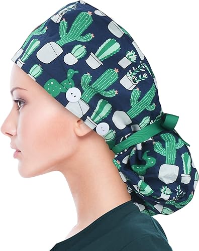 Miniatura 186 de ABAMERICA Gorras quirúrgicas para mujer, gorro de enfermera, soporte funcional para cola de caballo para cabello largo, individual o forrado