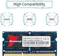 Kuesuny 4GB DDR3 1333MHz Laptop Memória - SODIMM PC3-10600 Notebook RAM, 204 Pin, Dual Rank, Laptopokkal Kompatibilis 3