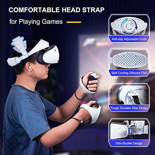 Miniatura 2 de Adjustable Head Strap (White) with Facial Interface and Forehead Cushion Pad for PSVR 2 VR Headset Balance Head Pressure & Relieve Forehead Pressure