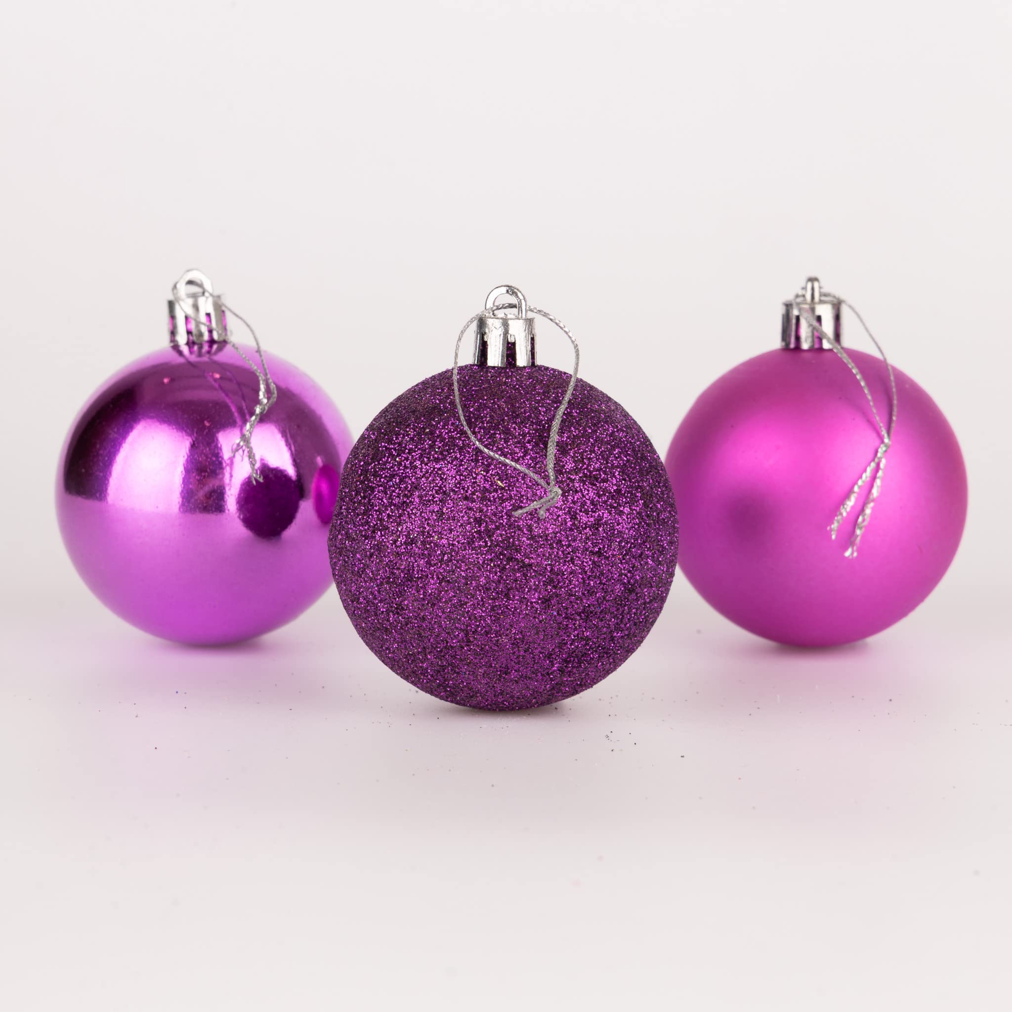 60mm/18Pcs Christmas Baubles Shatterproof Purple, Christmas Tree Decorations Ball Ornaments Balls Xmas Hanging Decorations Holiday Decor - Shiny,Matte,Glitter