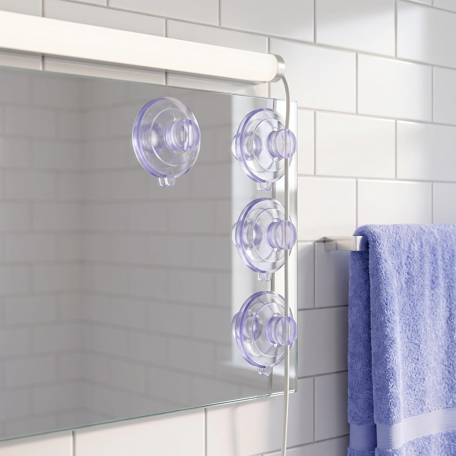 GALPADA 120pcs Plastic Suction Cup Light Hooks with Wire Slot
