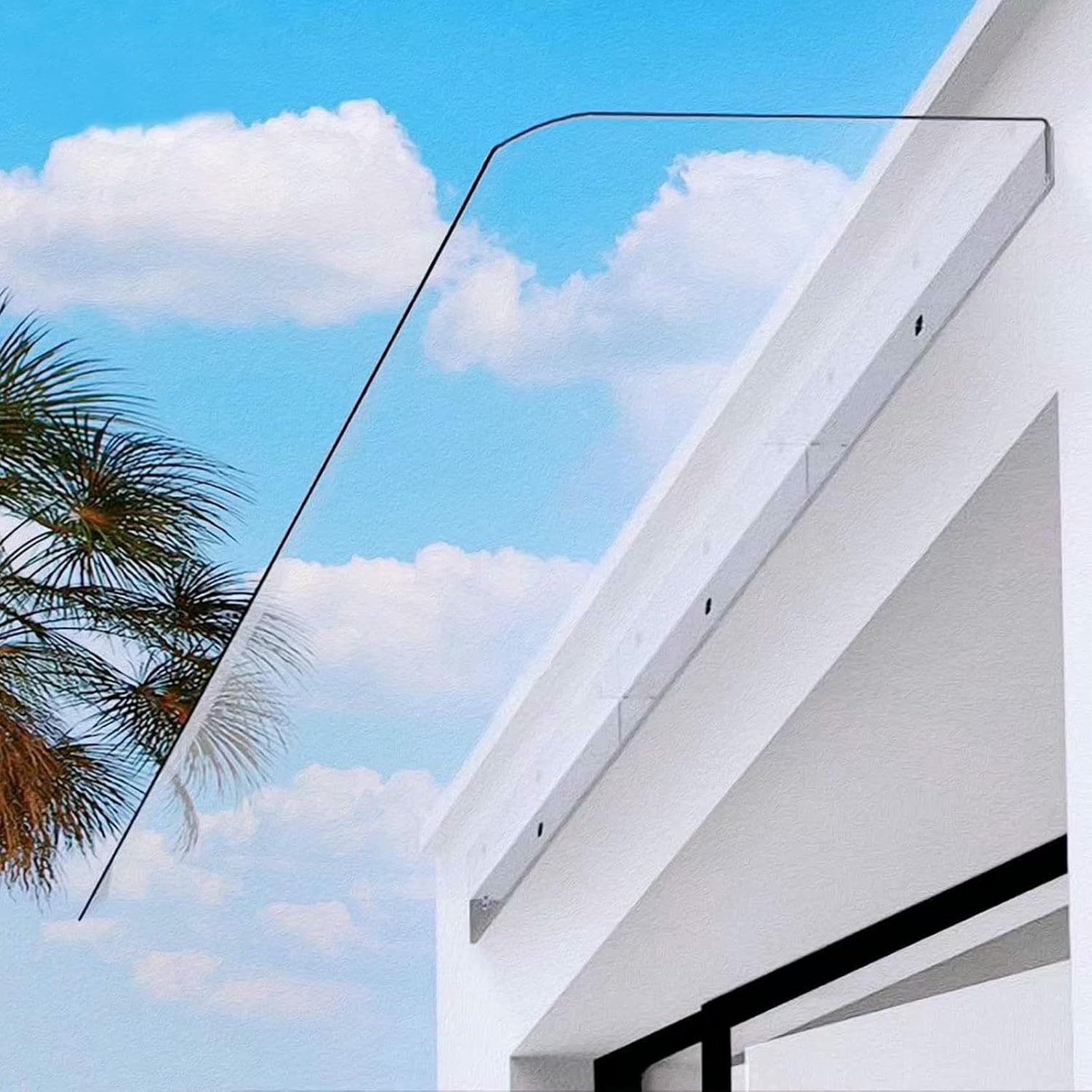 LWJSOCP Polycarbonate Outdoor Canopy Awning - Weatherproof Rain Cover for Entrance, & Window, Quiet Design for Balcony & Garden (50 x 270 cm)