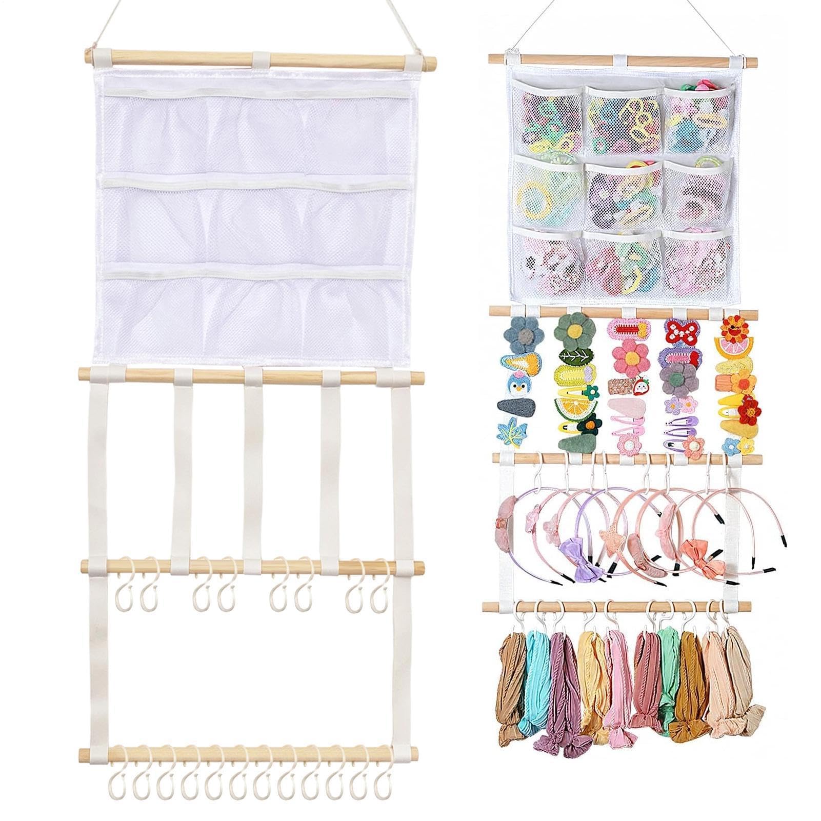 Organizador de pared para accesorios para el cabello infantil y orden en el armario