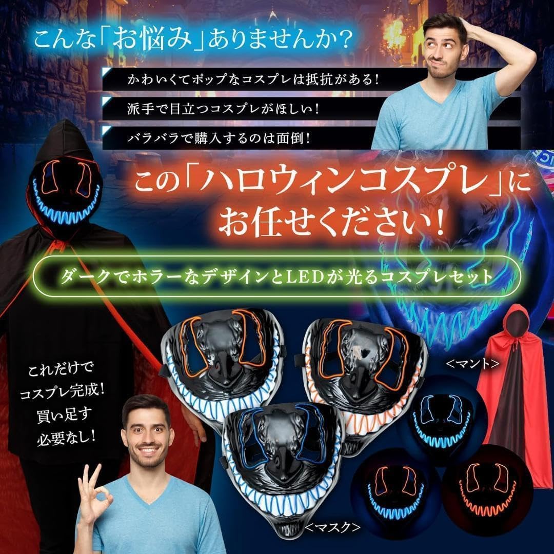 三協 アルミ 旧立山 アルミ 引違い窓 キャップ：キャップ(格子)50個入[3K2040] 割引 su618 光るLED仮面 マスク青色 お面 マントセット