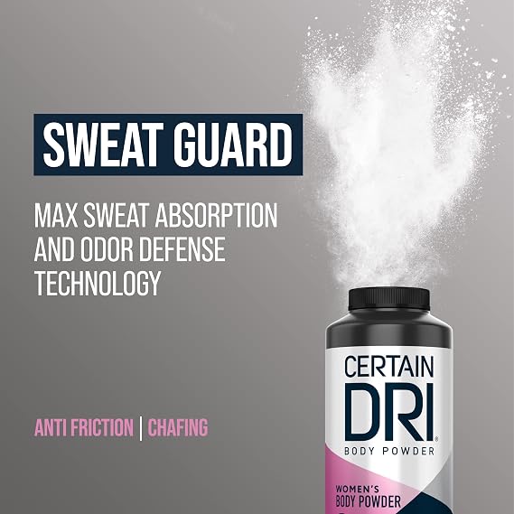 Certain Dri Womens Body Powder - Talc-Free Anti Chafing Powder for Sweat, Moisture, Odor Control - Calamine Formula for Itch Relief & Skin Comfort for Sensitive Skin, Daily Use & Protection - 8 oz