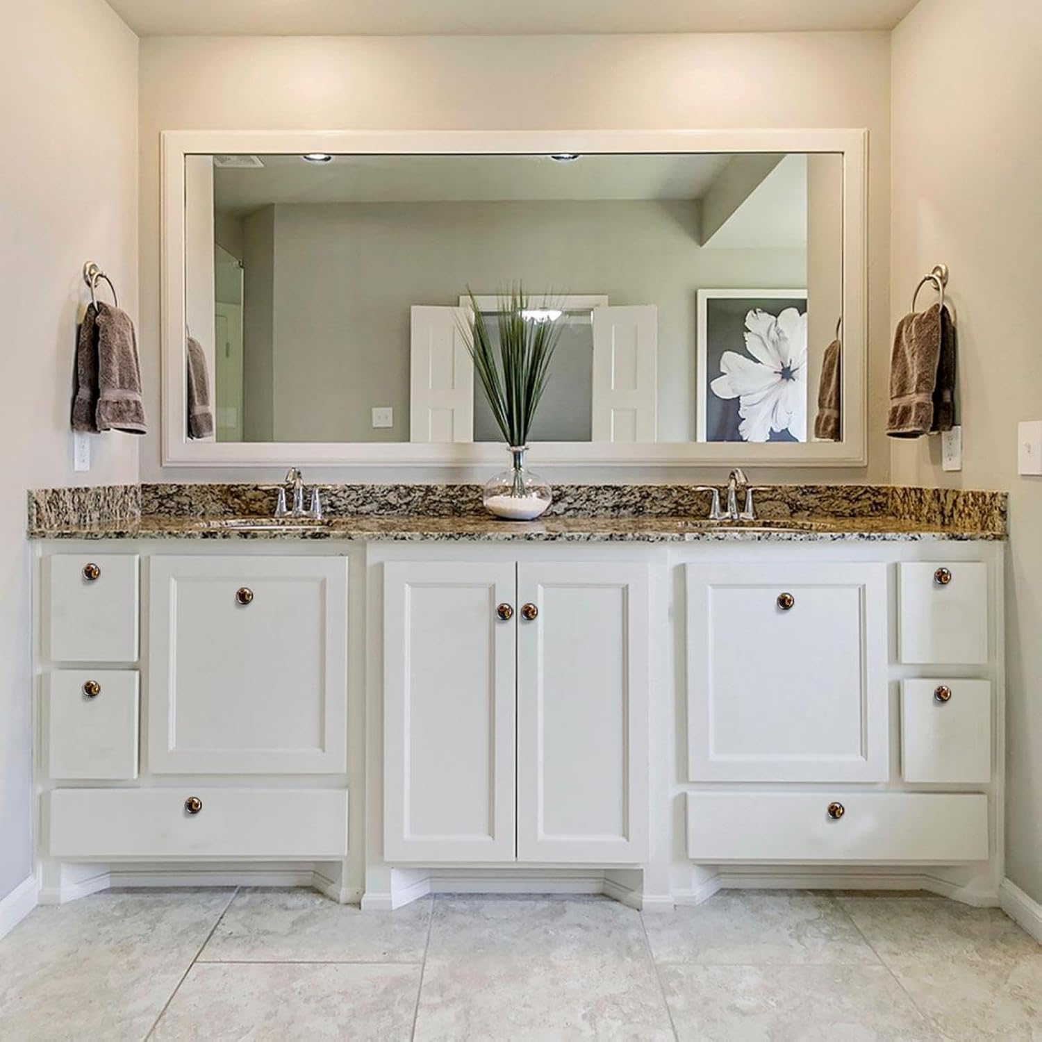 Black Doodle Sunflower with Leaves Pattern Furniture Knobs, Practical Drawer Pulls for Cabinet and Dresser